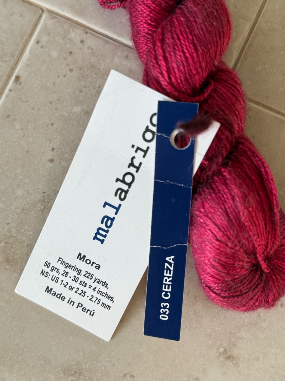 Malabrigo Mora Mulberry Silk Fingering Yarn in Cereza (Pink/Red)